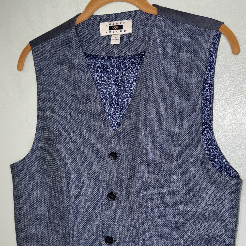 Joseph Abboud Blue Modern Fully Lined Vest Mens Size S